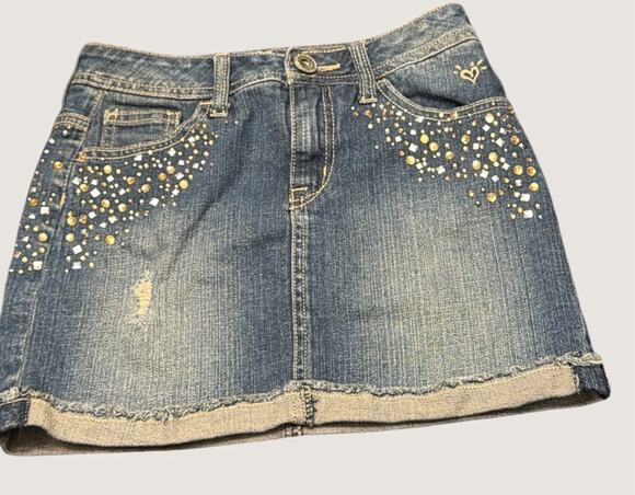 Justice Other - Justice Girls Denim Mini Skirt Size 12 | Y2K Rhinestone Studded | Discontinued
